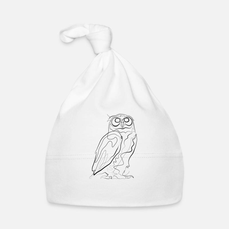 Owl - one line drawing Organic Baby Cap