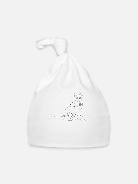Cat - one line drawing - Organic Baby Cap - white - Front