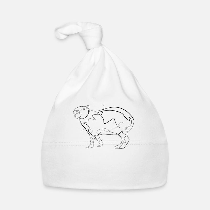 Capybara cochon d’eau - one line drawing Bonnet bio Bébé