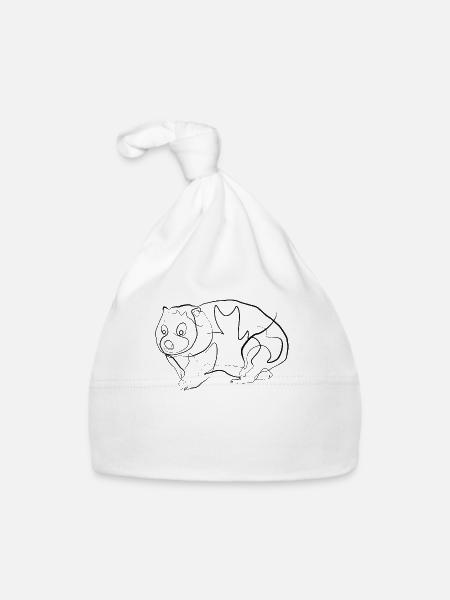 Wombat Australia - one line drawing - Organic Baby Cap - white - Front
