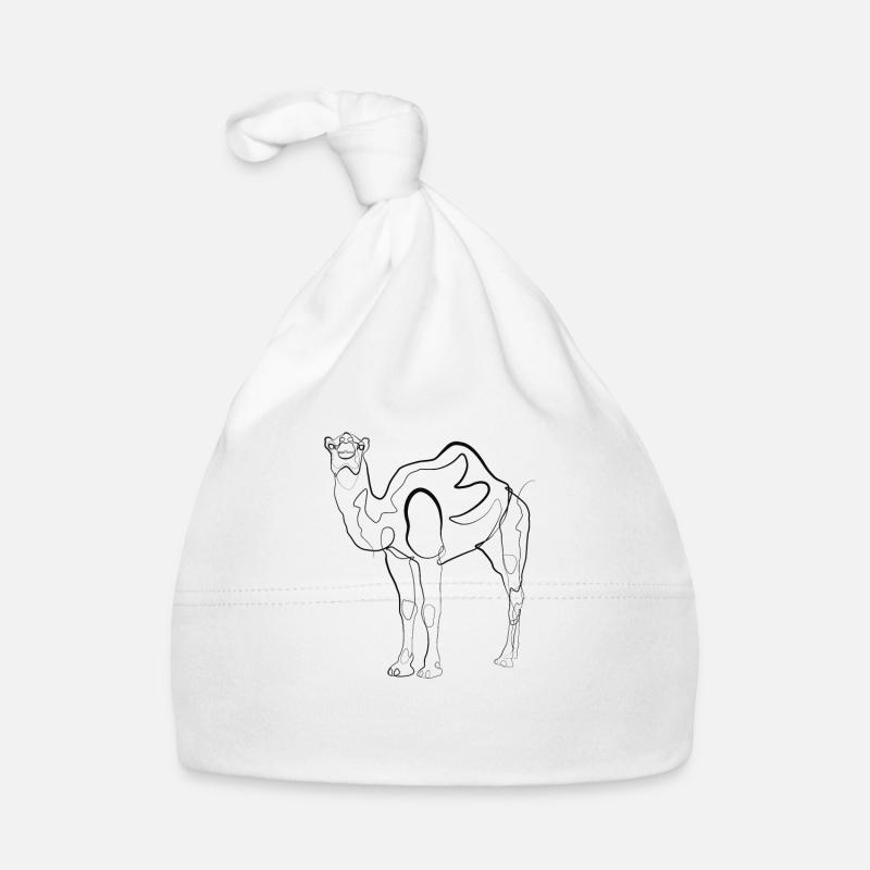 Kamel Dromedar - one line drawing - Baby Bio-Mütze - Weiß