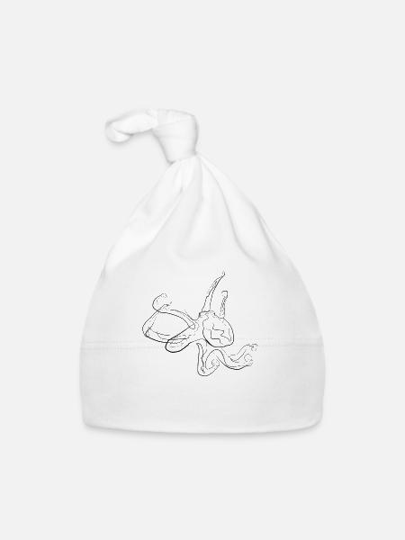 Calamar - one line drawing - Bonnet bio Bébé - blanc - Devant