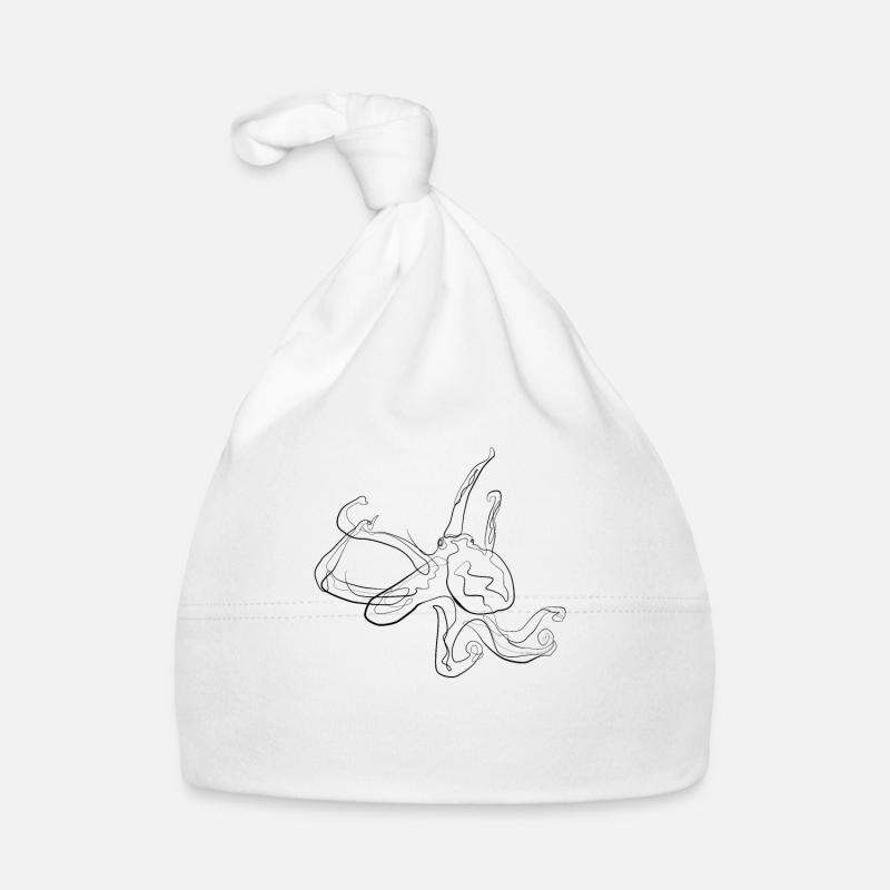 Tintenfisch - one line drawing Baby Bio-Mütze