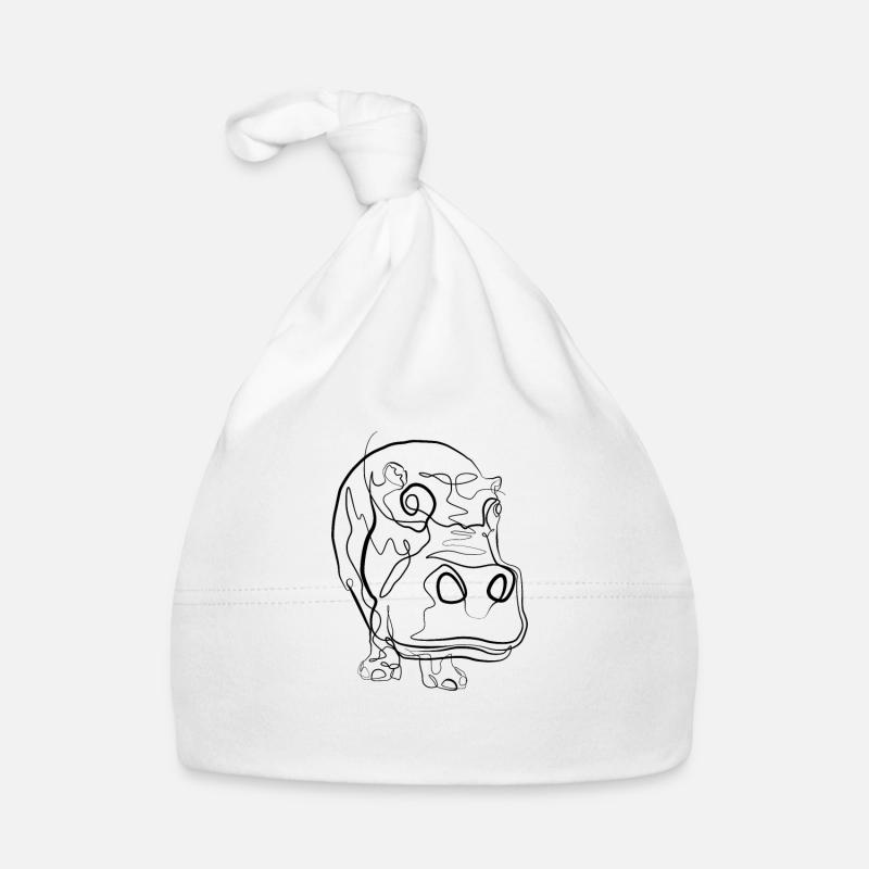 Hippopotames - one line drawing Bonnet bio Bébé