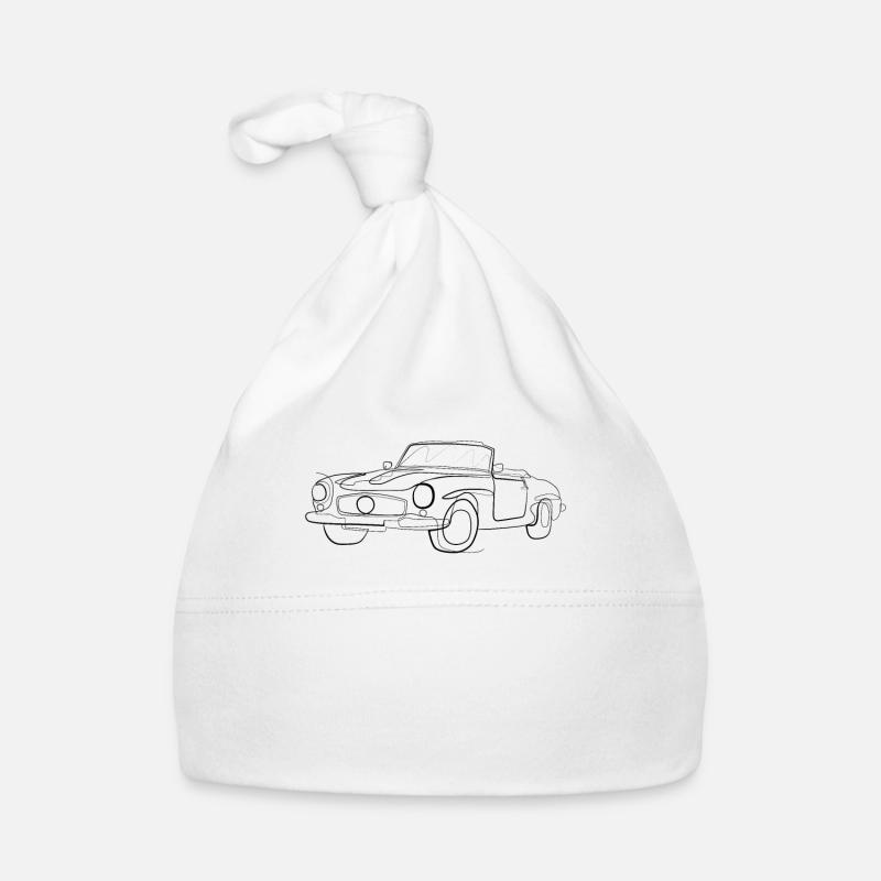 Oldtimer Cabrio - one line drawing - Bonnet bio Bébé - blanc