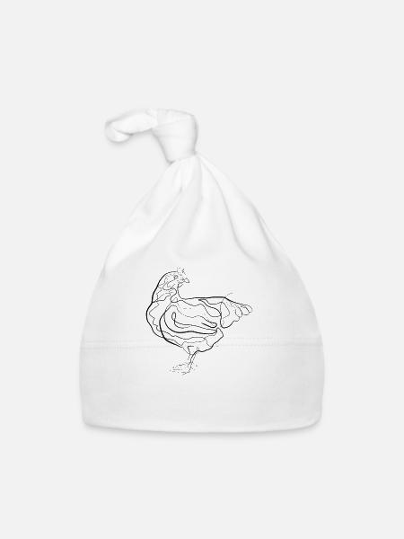 Poulet de coq - one line drawing - Bonnet bio Bébé - blanc - Devant