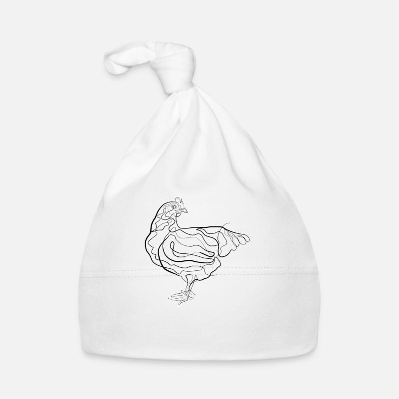 Poulet de coq - one line drawing - Bonnet bio Bébé - blanc