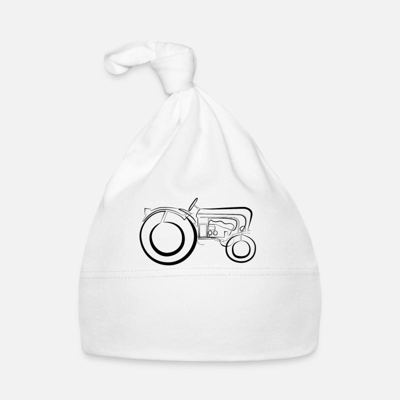 Oldtimer Tractor - one line drawing Organic Baby Cap