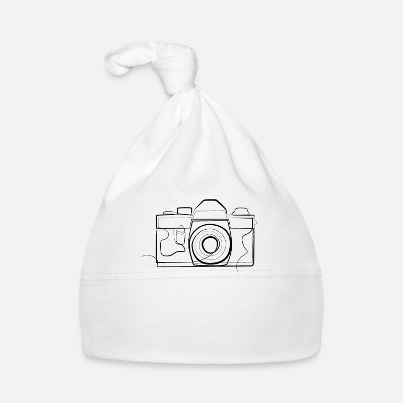 Vintage Camera Photographer - one line drawing Organic Baby Cap