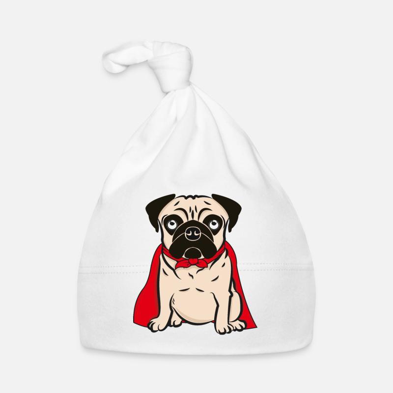 Mops Pug Superhero Hund Baby Bio-Mütze