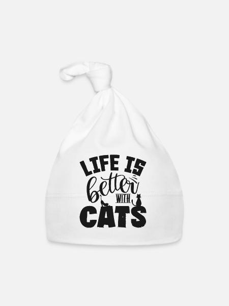 chat - Bonnet bio Bébé - blanc - Devant