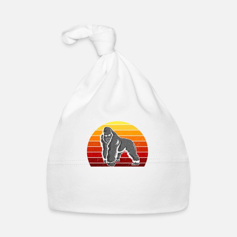 Retro 70s 80s gorilla monkey silverback Organic Baby Cap
