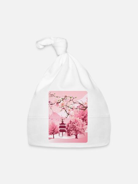 Japanese cherry blossom Japanese art - Organic Baby Cap - white - Front