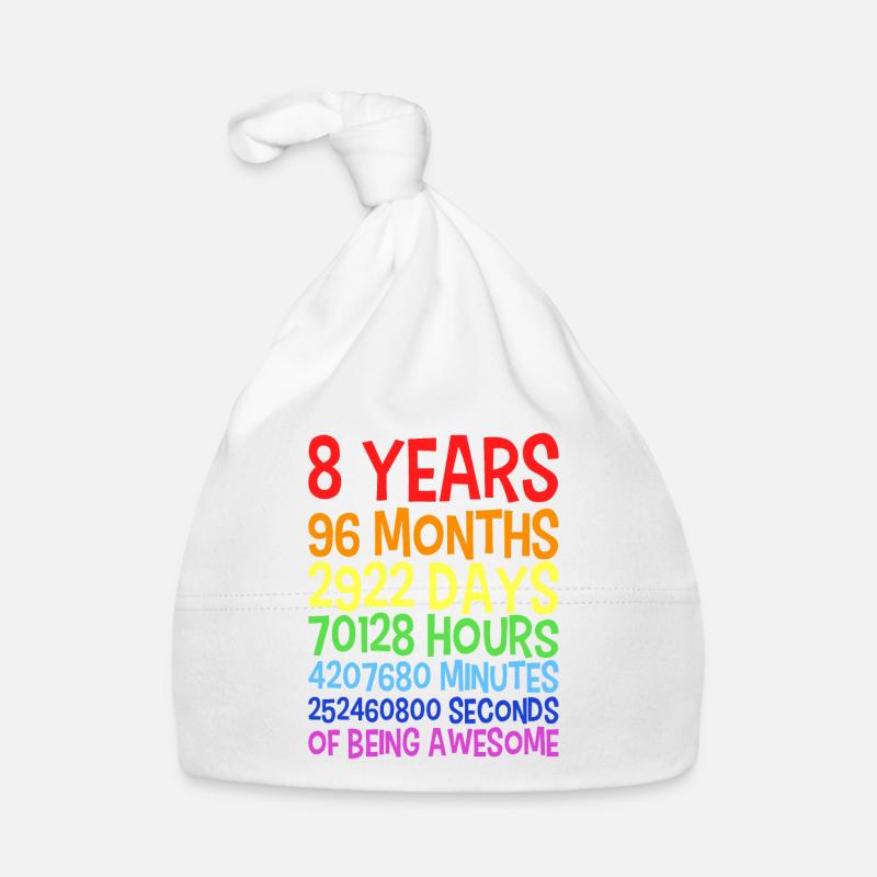 8 Jahre Alt Geburtstagsgeschenk zum 8. Geburtstag - Baby Bio-Mütze - Weiß