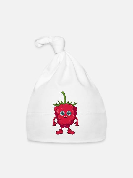 Himbeere - Baby Bio-Mütze - Weiß - Vorne