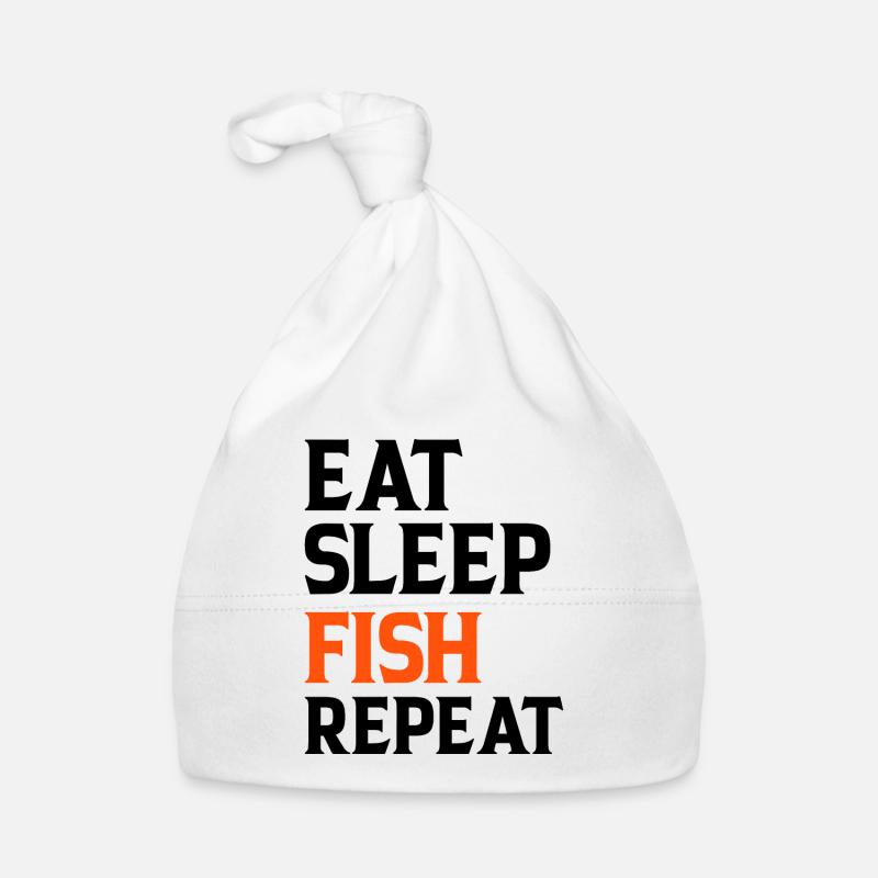 Eat Sleep Fish Repeat - Baby Bio-Mütze - Weiß