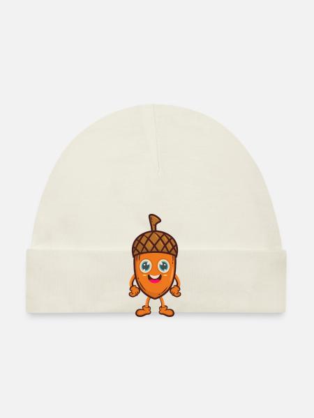 Bande dessinée de chêne gland - Bonnet bio Bébé - blanc - Devant