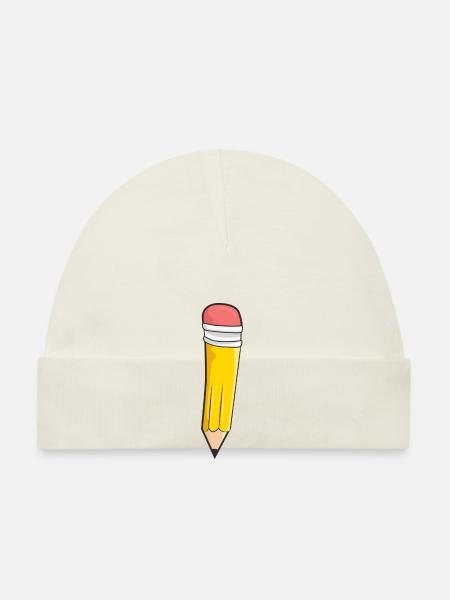 Stift Schule Einschulung - Baby Bio-Mütze - Weiß - Vorne