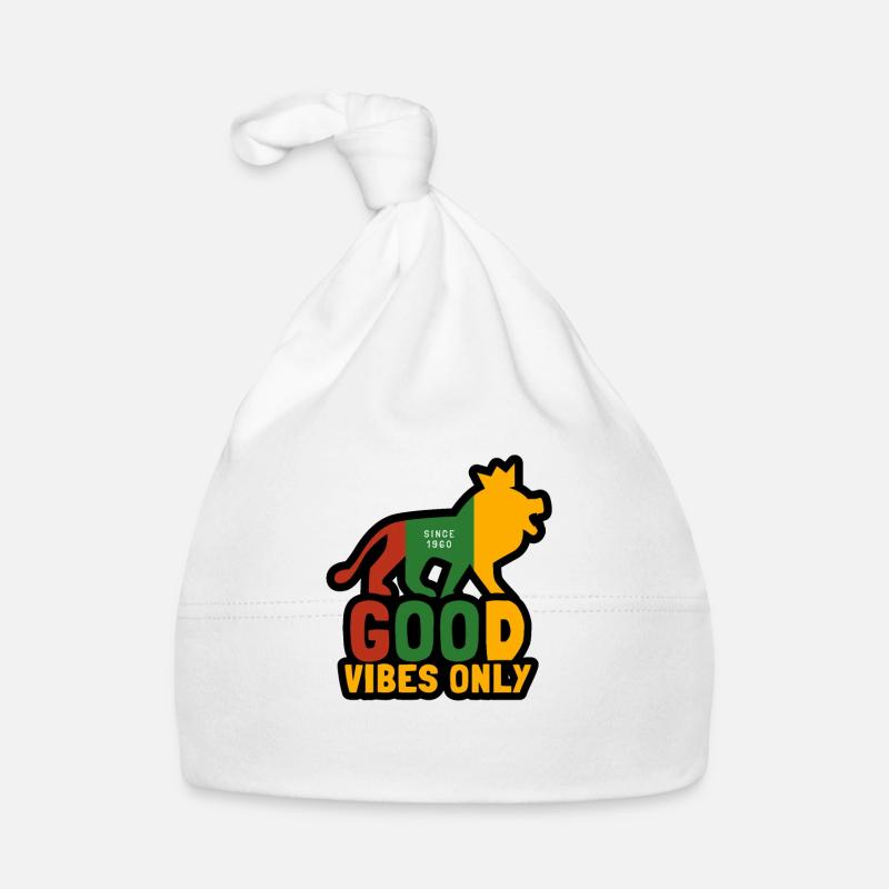 Good Vibes only, reggae couronne de lion jamaïcain - Bonnet bio Bébé - blanc