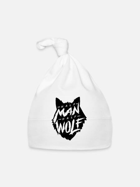 wolf - Organic Baby Cap - white - Front