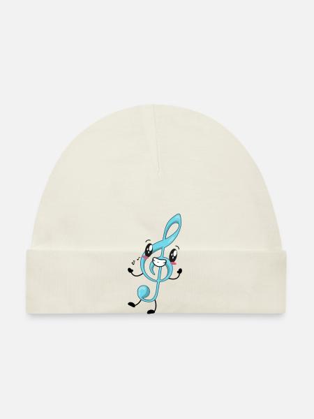 Treble clef music musician - Organic Baby Cap - white - Front