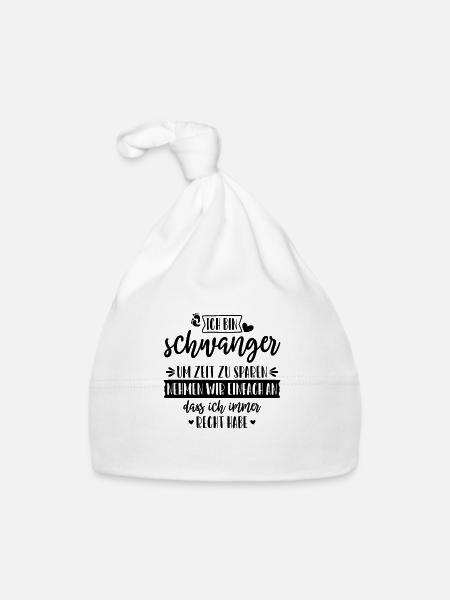 Schwanger Mama Mutter Schwangerschaft - Baby Bio-Mütze - Weiß - Vorne