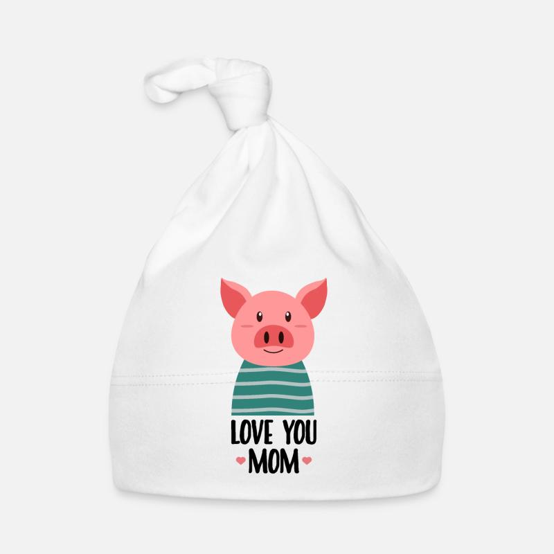 I love you mom - pig Organic Baby Cap