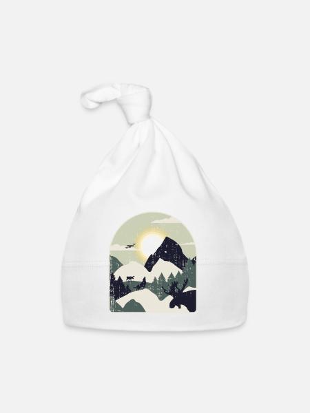 Nature Forest Mountains Hiking - Organic Baby Cap - white - Front