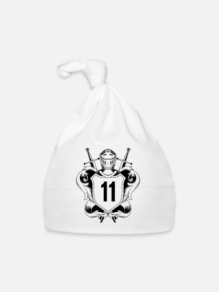 11 Zahl Wappen - Baby Bio-Mütze - Weiß - Vorne