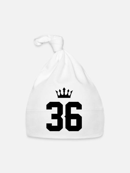 36 Number crown - Organic Baby Cap - white - Front