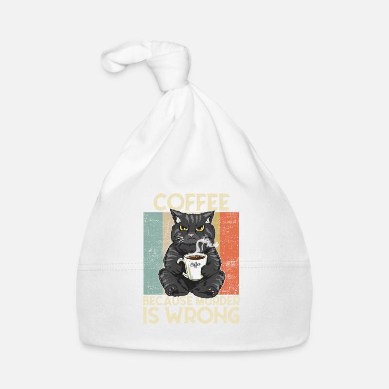 Coffee because Murder is wrong Kaffee Katze retro - Baby Bio-Mütze - Weiß
