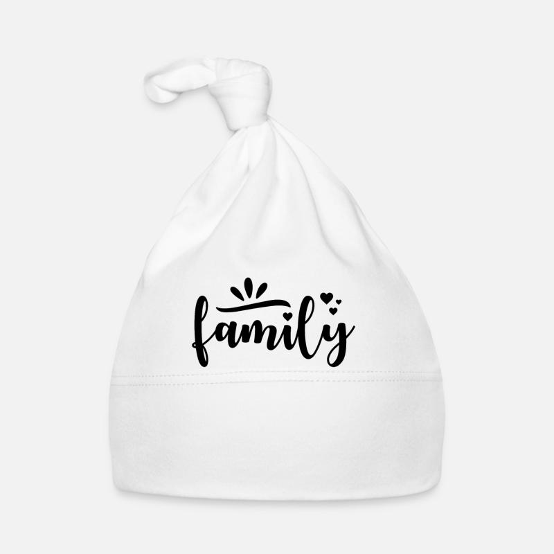 Texte de famille avec des cœurs Bonnet bio Bébé