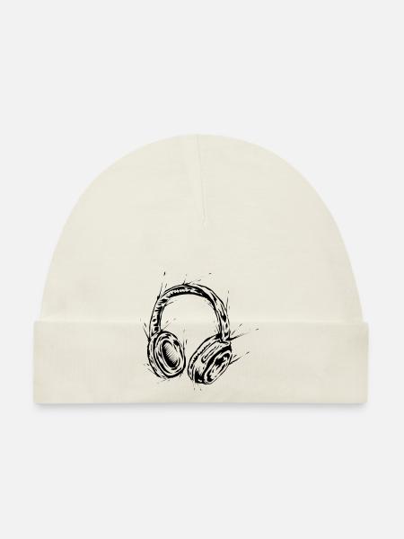 Headphone DJ - Organic Baby Cap - white - Front