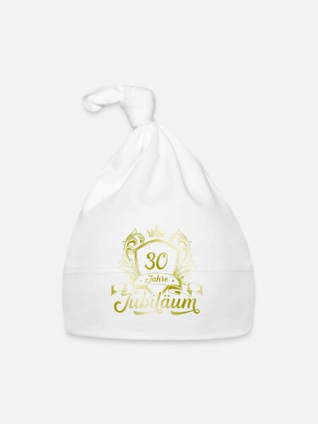 30 Zahl Kranz - Baby Bio-Mütze - Weiß - Vorne