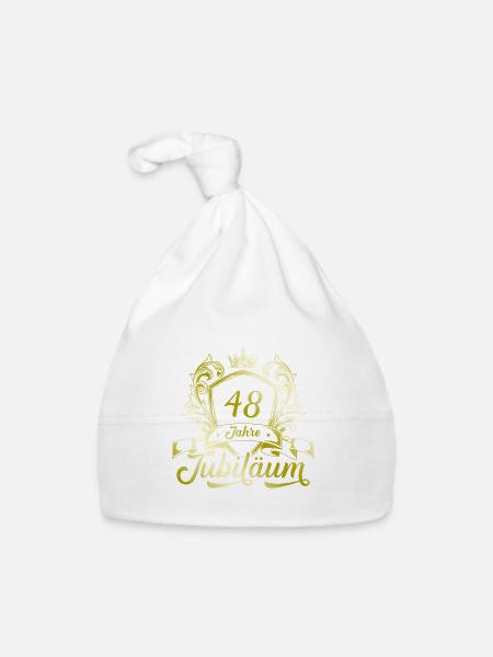 48 Zahl Kranz - Baby Bio-Mütze - Weiß - Vorne
