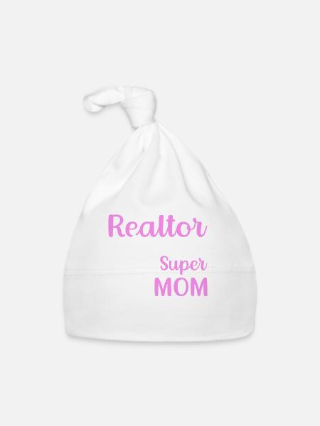 Immobilienmaklerin bei Tag Super-Mama bei Nacht - Baby Bio-Mütze - Weiß - Vorne
