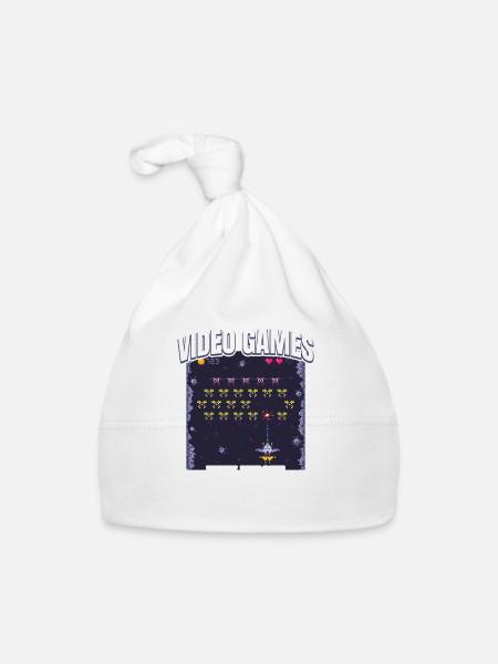 Retro Zocker Sprüche Gaming Geschenk - Baby Bio-Mütze - Weiß - Vorne
