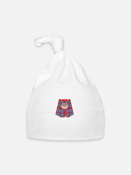 Schottischer Kilt Tracht - Schottenrock Schottland - Baby Bio-Mütze - Weiß - Vorne