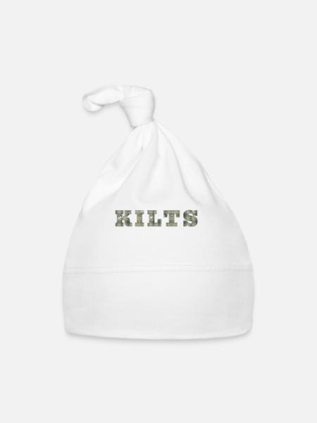 Schottischer Kilt Tracht - Schottenrock Schottland - Baby Bio-Mütze - Weiß - Vorne