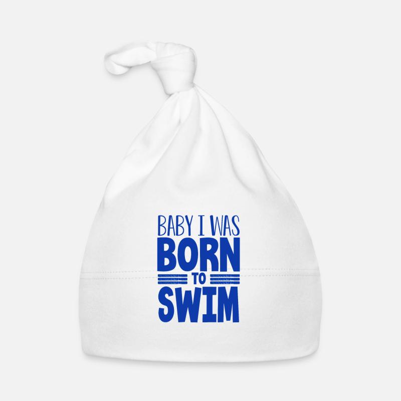 Cadeau de nageur Bébé je suis né pour nager Natation - Bonnet bio Bébé - blanc