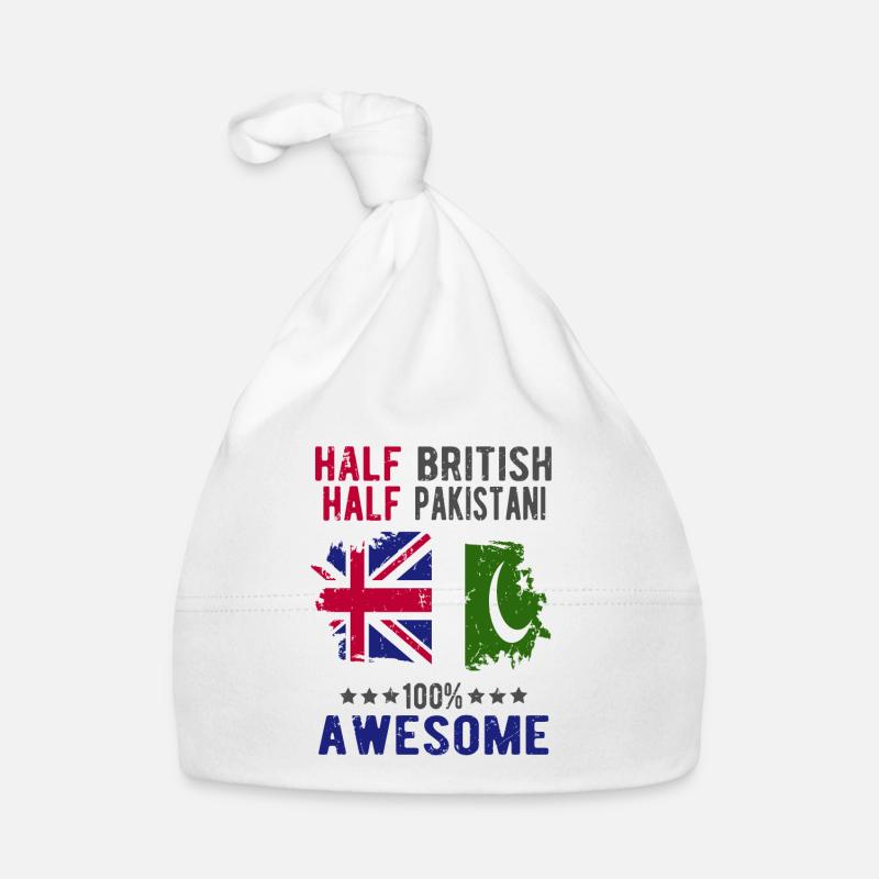 Moitié Britannique Moitié Pakistanais - Bonnet bio Bébé - blanc