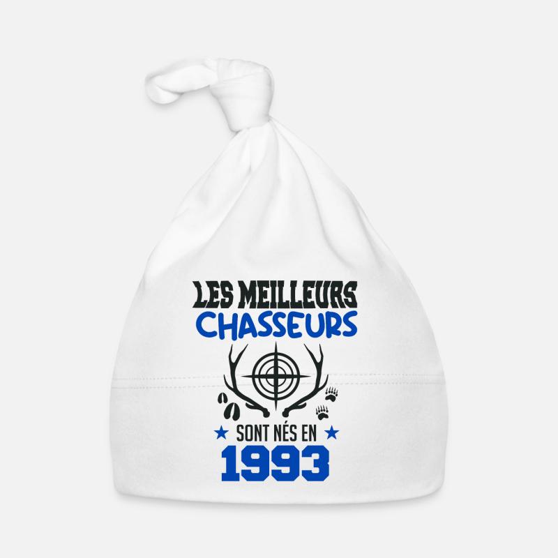 Anniversaire chasseur Née en 1993 - Bonnet bio Bébé - blanc