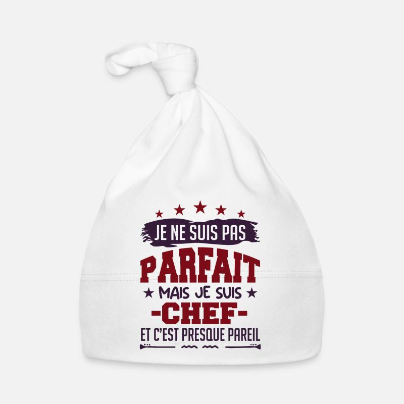 Je Ne Suis Parfait Mais Je Suis Chef - Bonnet bio Bébé - blanc