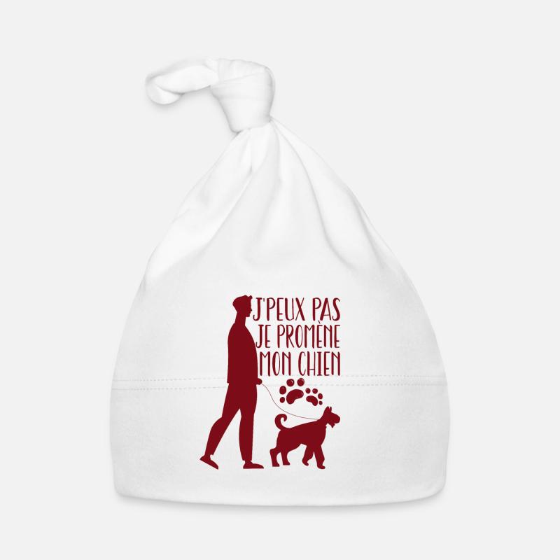 j'peux pas je promène mon chien - Bonnet bio Bébé - blanc