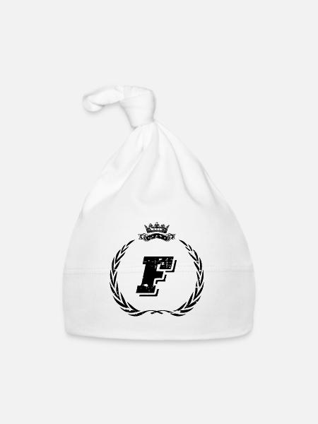 F letter wreath - Organic Baby Cap - white - Front