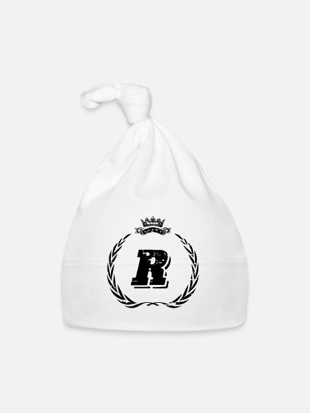 R letter wreath - Organic Baby Cap - white - Front