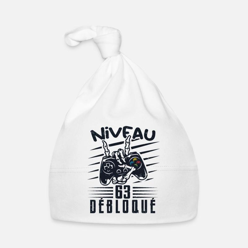 Niveau 63 Débloqué | cadeau de joueur Bonnet bio Bébé