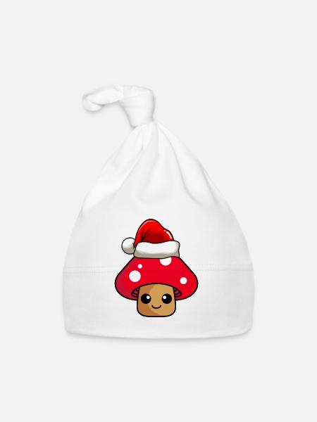 Pilz Weihnachten Comic Xmas - Baby Bio-Mütze - Weiß - Vorne