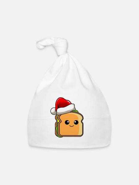 Sandwich Weihnachten Comic Xmas - Baby Bio-Mütze - Weiß - Vorne
