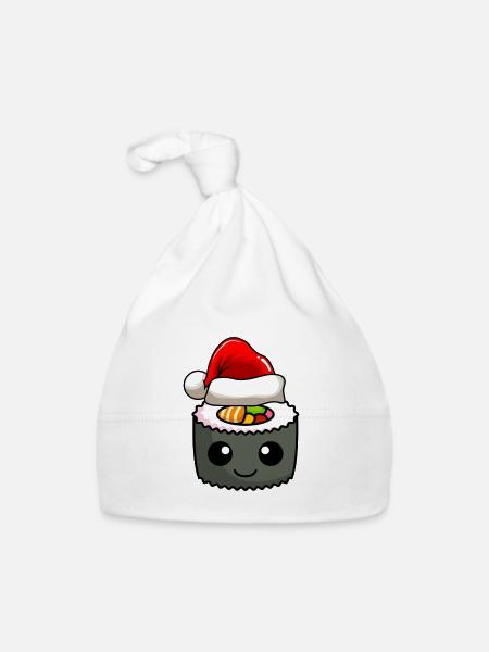 Sushi Weihnachten Comic Xmas - Baby Bio-Mütze - Weiß - Vorne